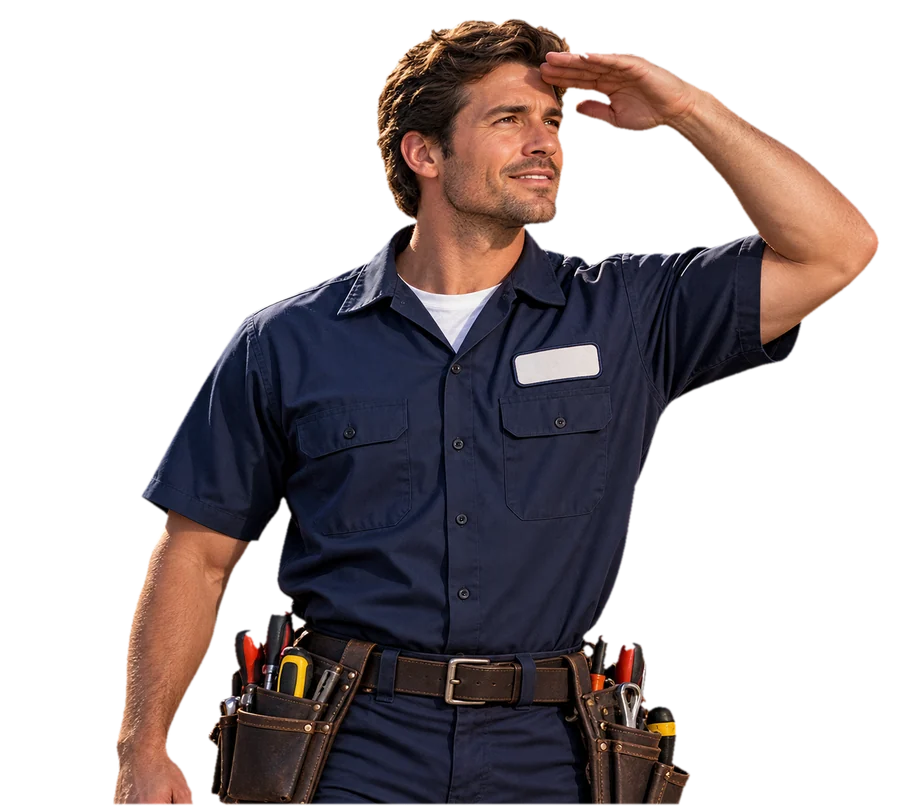 Friendly Discount Heating & Cooling technician looking out over Castle Rock